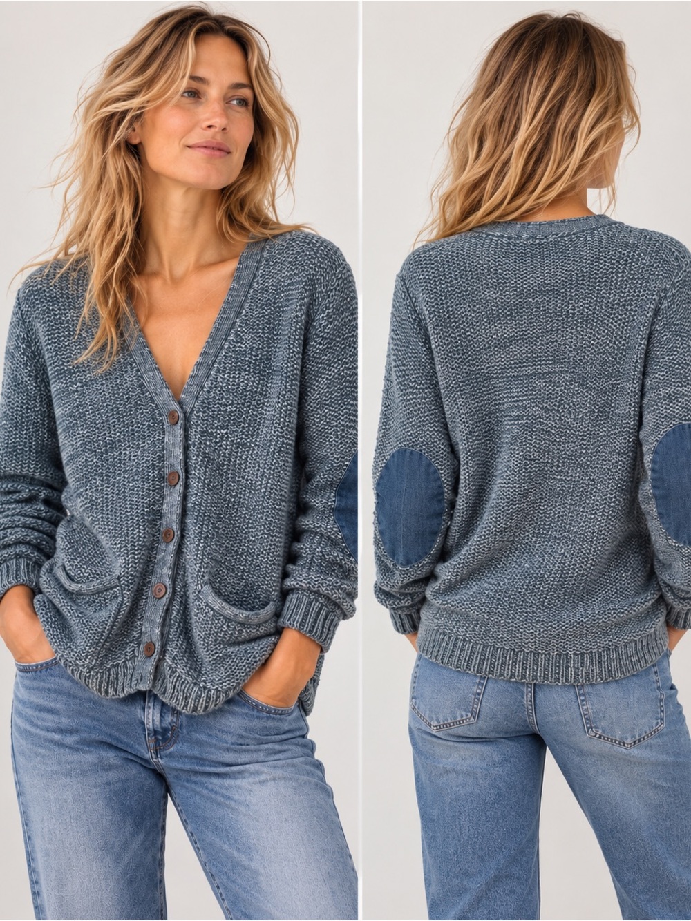 Ralph Lauren Hand Knit Button-Front Women's Cardigan Sweater Silk Linen Large